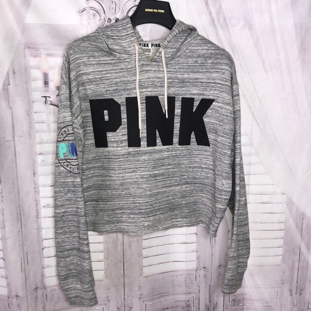 Pink grey crop pullover hoody like new